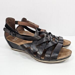 Dansko Vivian Brown Leather Gladiator Wedge Sandals Adjustable Strap 41/ 10.5-11